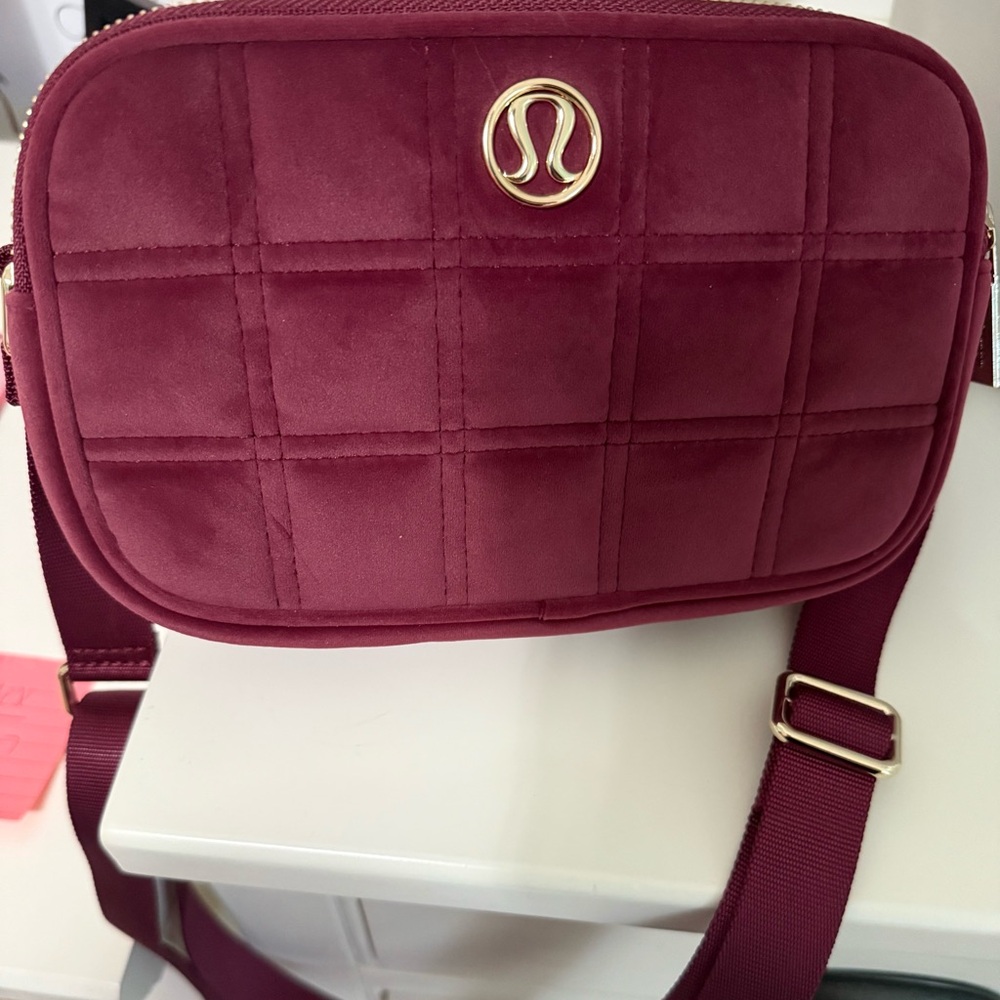 lululemon athletica Burgundy Quilted Velour Crossbody Bag - NWT